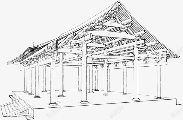 古建筑中国古建筑图纸png免抠素材_新图网 https://ixintu.com 中国古建筑 古建筑 建筑 建筑图纸