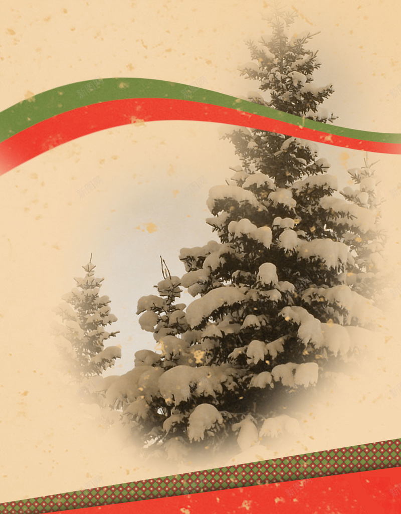 怀旧圣诞节海报psd设计背景_新图网 https://ixintu.com 海报素材背景 圣诞树 质感 雪人 雪花 纹理