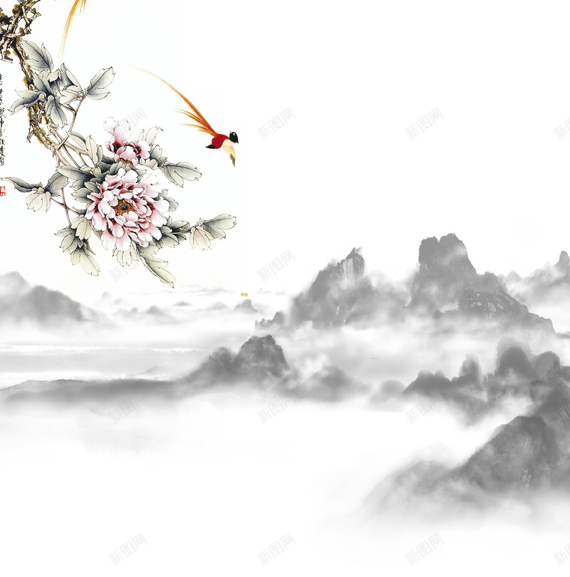 中国风山水自然景观广告背景图psd设计背景_新图网 https://ixintu.com 山水 自然 开心 中国风