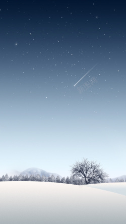 冬季星空简约冬季大雪星空H5背景高清图片