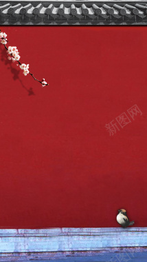 红色中国风房地产PSD分层H5背景素材背景