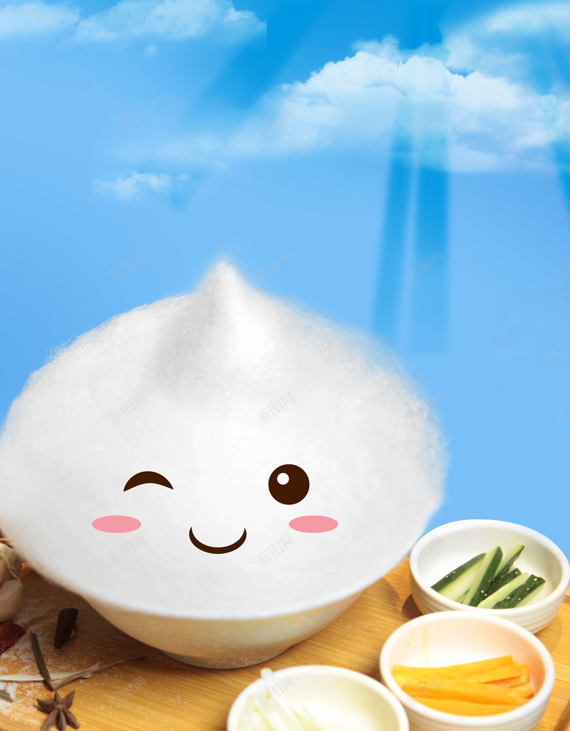 食品海报psd设计背景_新图网 https://ixintu.com 可爱食品 食品海报 棉花糖 螺蛳粉 蓝色