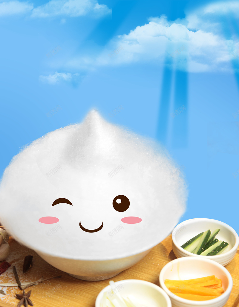 食品海报psd设计背景_新图网 https://ixintu.com 可爱食品 食品海报 棉花糖 螺蛳粉 蓝色