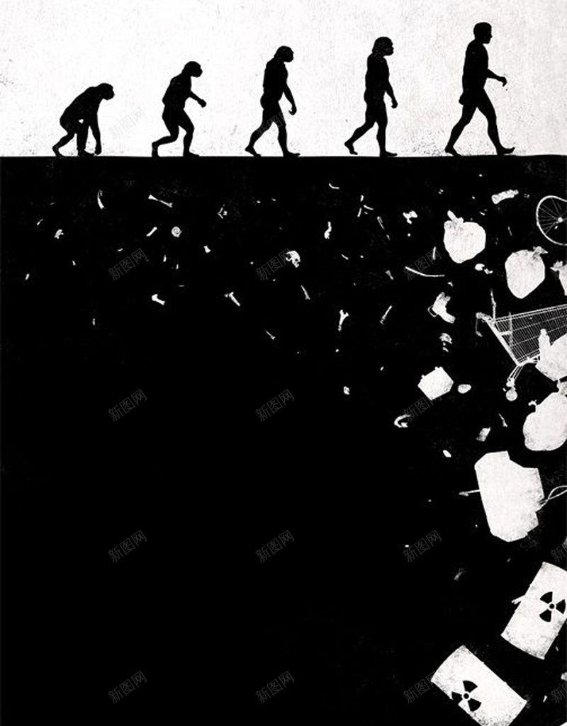 人类演变宣传海报jpg设计背景_新图网 https://ixintu.com 个性 人类 历史 手绘 文艺 清新 演变 黑白