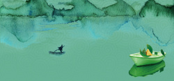 海上龙舟海上赛龙舟倒影绿色大山渲染水墨背景高清图片