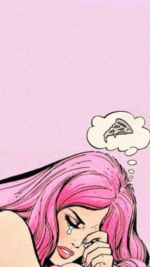 哭泣女孩漫画披萨粉色h5背景背景