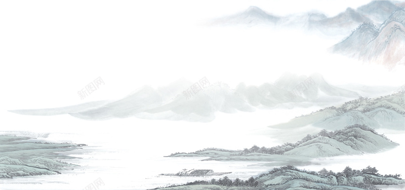 中国风群山水墨背景图背景