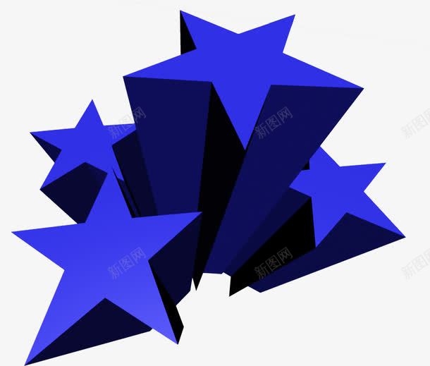 手绘蓝色立体星星装饰png免抠素材_新图网 https://ixintu.com 星星 立体 蓝色 装饰