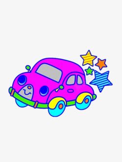 拟人汽车卡通手绘紫色拟人小汽车高清图片