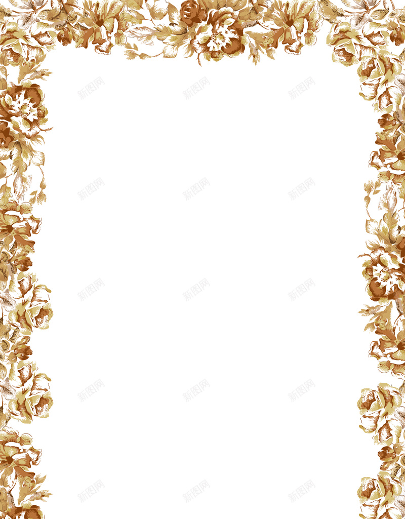 花纹边框的背景图psd设计背景_新图网 https://ixintu.com 欧洲风 白色背景 繁复 花朵 花纹 边框 金属质感 金色