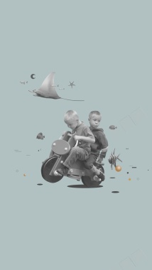 趣味骑摩托车儿童背景背景
