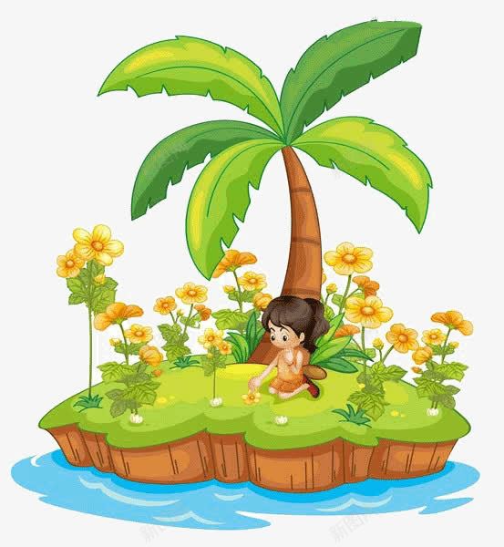 卡通河边上的花朵女孩png免抠素材_新图网 https://ixintu.com 卡通 女孩 河边上的 花朵