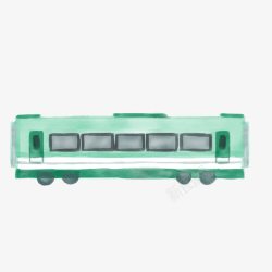小清新绿色的火车车厢素材