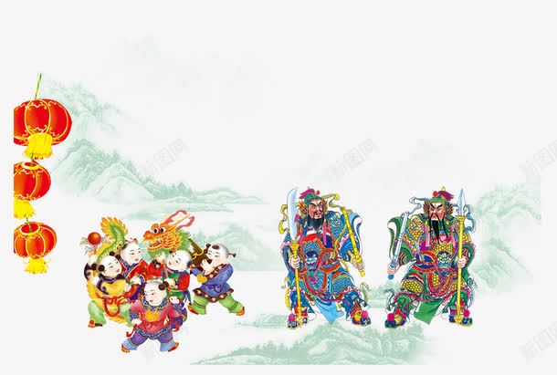 春节门神海报png免抠素材_新图网 https://ixintu.com 中国元素 过新年 门神
