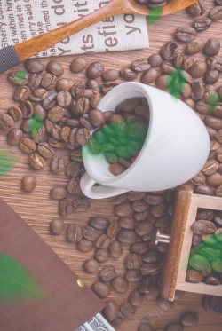 小清新咖啡豆咖啡豆文艺海报背景高清图片
