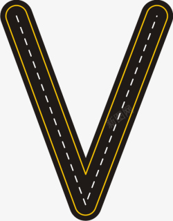 字母V创意公路字母V高清图片