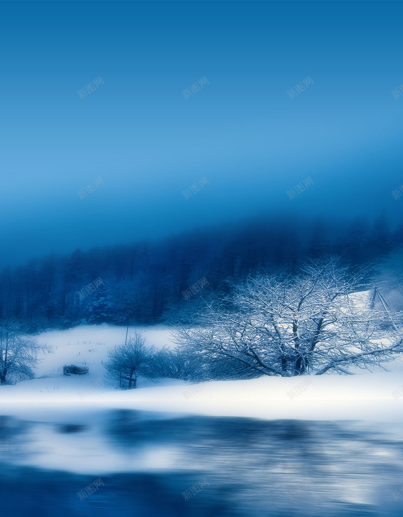 渐变蓝色冬天冰雪jpg设计背景_新图网 https://ixintu.com 渐变 蓝色 冬天 冰雪 天空 白雪 雪 雪人 树木