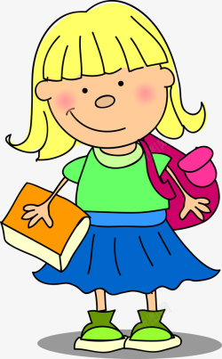 背着书包拿着书的女孩矢量图素材