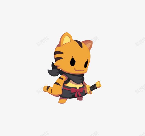 猫武士png免抠素材_新图网 https://ixintu.com 动物 卡通 猫 黄色