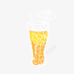 黄白色的杯装鸡尾酒矢量图素材
