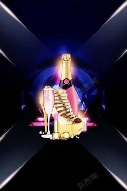 骰子和洋酒杯黑金高端香槟设计PSD分层高清图片