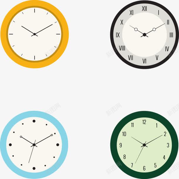 4款彩色时钟png免抠素材_新图网 https://ixintu.com 卡通时钟 彩色时钟 时钟矢量 时钟设计