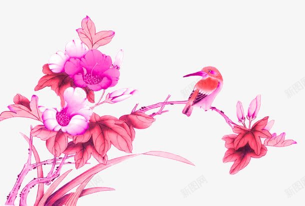 手绘粉色花朵海报png免抠素材_新图网 https://ixintu.com 创意图 卡通 可爱 彩色图 手绘图 海报 简单 粉色花朵