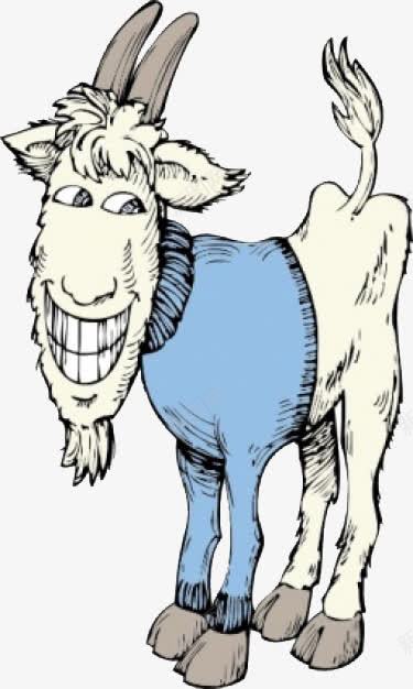 嬉笑的山羊png免抠素材_新图网 https://ixintu.com 动物 卡通 山羊 手绘 蓝毛衣