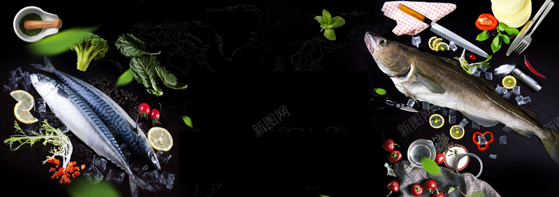 新鲜河虾俯视图简约黑色bannerpsd设计背景_新图网 https://ixintu.com 美食 吃货 美食广告 美食海报 食品 美食节 食物 电商 淘宝 素材 广告 设计 背景