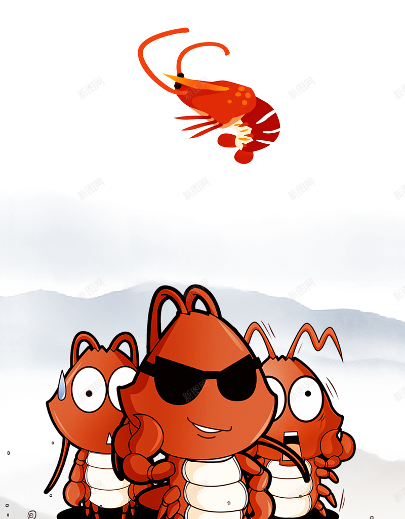 卡通可爱小龙虾美食广告psd设计背景_新图网 https://ixintu.com 小龙虾 卡通 大气 扁平 手绘 简约 美食 广告 美味