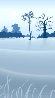 冬季插画风景H5背景背景