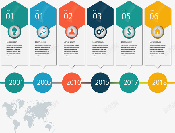 彩色商务时间轴图表矢量图ai免抠素材_新图网 https://ixintu.com 信息图表 彩色图表 数字序列 时间轴 步骤图 矢量png 矢量图