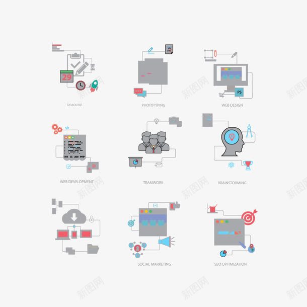 扁平化网络商务png免抠素材_新图网 https://ixintu.com 商务 扁平化 网络 网络科技