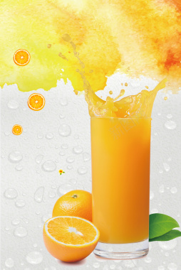水滴鲜橙汁美味果汁广告海报背景素材背景