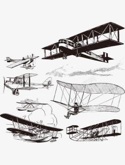 历史进程手绘黑白飞机历史进程高清图片