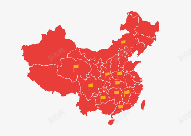 红色地图分布图png免抠素材_新图网 https://ixintu.com 地图 背景 素材 画册