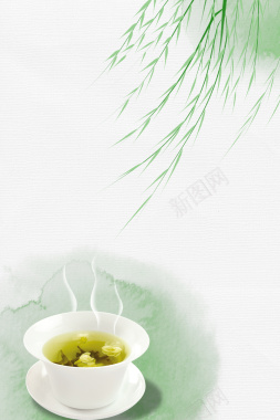 中国风水墨茶叶背景素材背景