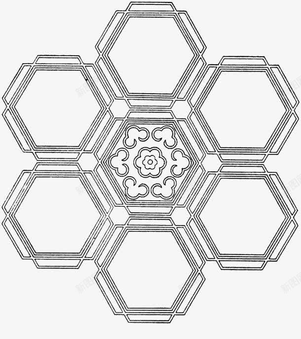 黑白蜂窝状边框png免抠素材_新图网 https://ixintu.com 免抠 蜂窝形状 蜂窝状 边框 黑白