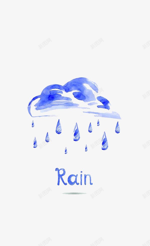 rain下雨天图标png_新图网 https://ixintu.com rain艺术字 卡通手绘图标元素 雨天标志