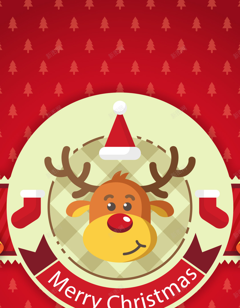 红色圣诞麋鹿H5背景jpg设计背景_新图网 https://ixintu.com H5 卡通 圣诞节 手绘 童趣 红色 麋鹿