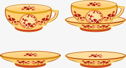 中国风茶碗茶碟矢量图素材