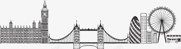 手绘建筑png免抠素材_新图网 https://ixintu.com 建筑 手绘画 摩天轮 矢量装饰 装饰
