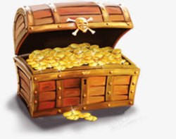金色游戏金币宝箱素材