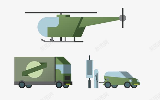 扁平化直升机卡车png免抠素材_新图网 https://ixintu.com 创意设计 卡通设计 扁平创意图