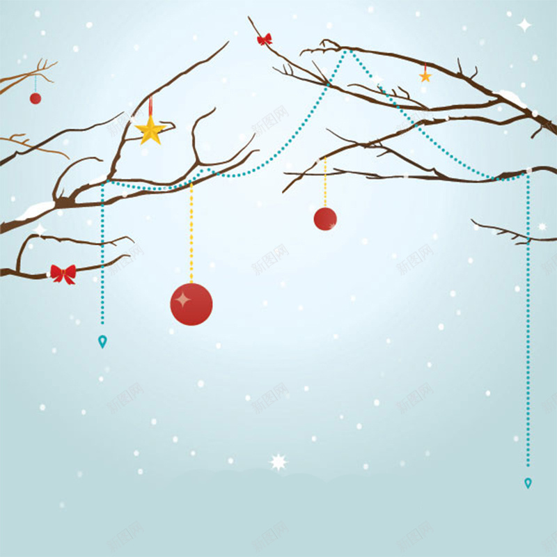 狂欢圣诞背景图jpg设计背景_新图网 https://ixintu.com 树枝 彩球 星星 星光 雪景 节日 主图 激情 狂欢