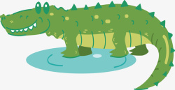 可爱绿色鳄鱼矢量图素材