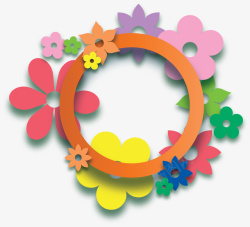 春天的色彩五颜六色的漂亮圆形花环高清图片