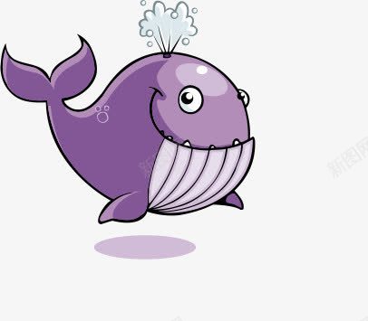 卡通紫色鲸鱼png免抠素材_新图网 https://ixintu.com 椴搁奔 绱 鍗