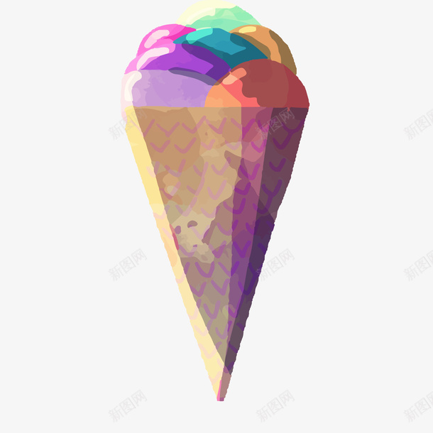 彩色的甜筒矢量图ai免抠素材_新图网 https://ixintu.com 冰淇淋 冷藏 彩色 甜筒 甜食 雪糕 食物 矢量图
