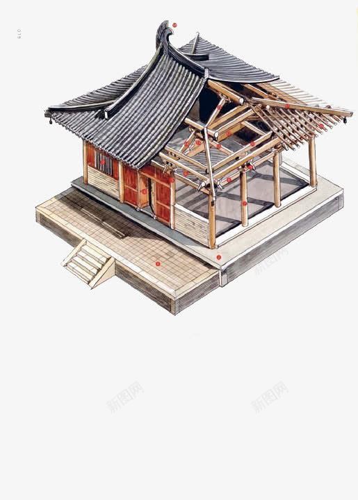 古代建筑拆解png免抠素材_新图网 https://ixintu.com 亭子 古代 建筑